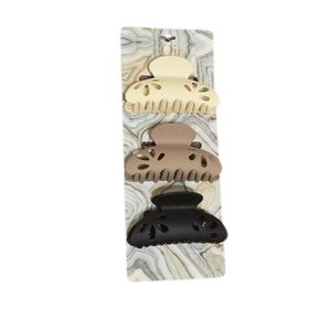 nOir Jewelry Women's Hair Claw Clip Set - Cream, Brown, Black